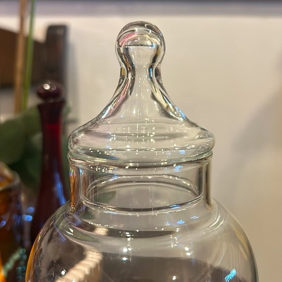 Vintage Apothecary Empoli Jar Clear Glass Footed Jar - Picture 4 of 9